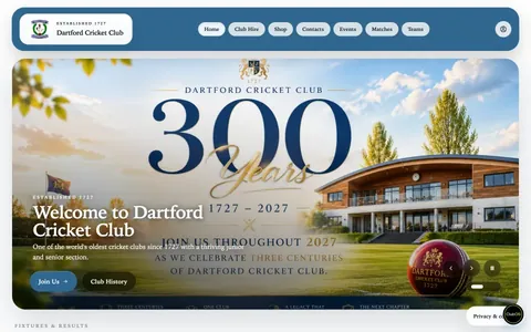 Dartford Cricket Club’s website, built on ClubOS